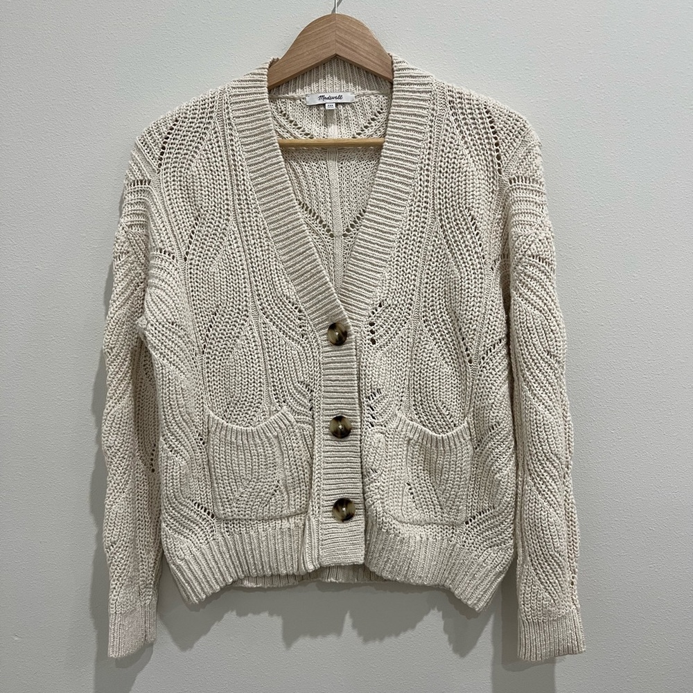 Madewell Cozy Cream Cable Knit Cardigan